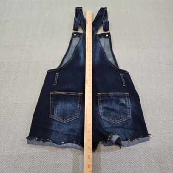 Jordache Denim Overalls Juniors Size S Shortalls Y2K 90's Distressed Blue Cuffs - Picture 4 of 9